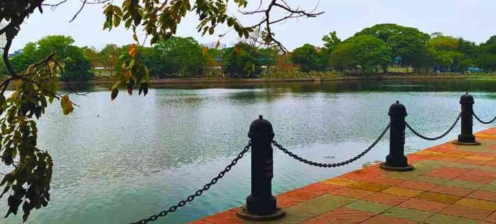 রবীন্দ্র সরোবরে বর্জ্য থেকে উঠে আসা সি-হর্স শিল্পকর্ম