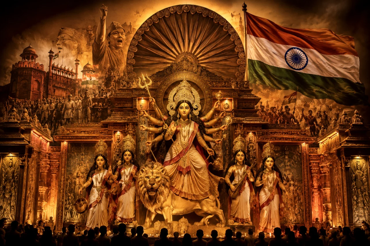 দেশাত্মবোধে সেজেছে সন্তোষ মিত্র স্কোয়্যার